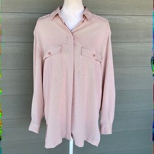 Chaus Striped Long Sleeve Button Down Blouse